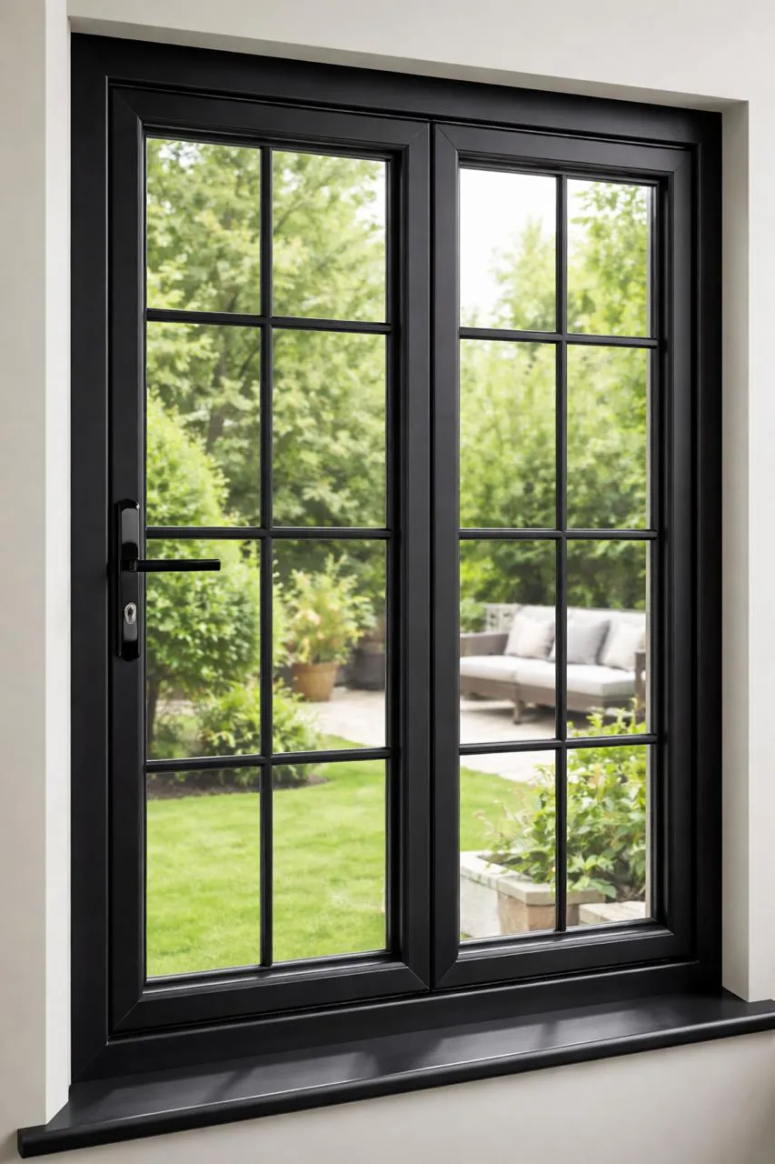 Aluminium casement window open style outward ventilation detail
